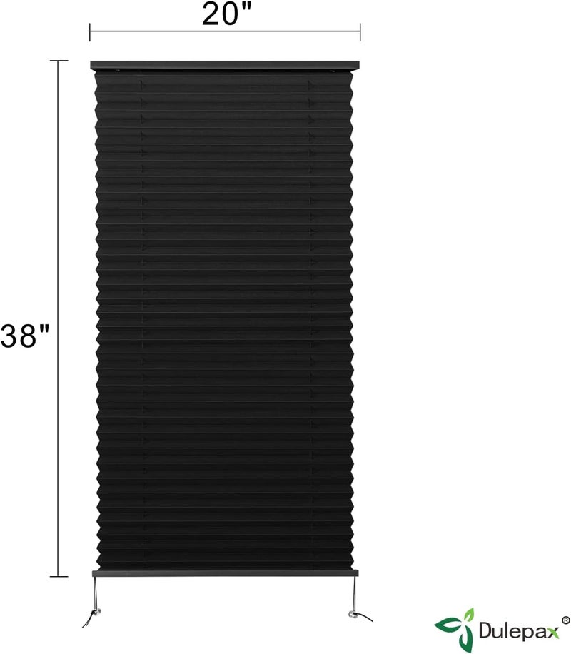 Dulepax RV Blinds - Pleated Shades, 20" W x 38" L Black RV Window Shades for Camper, Travel Trailers & Motorhome Windows - Image 2